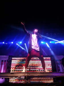 Radke owning the stage while singing one of the hits from the new album. He and buddie Mabbitt later took the stage,and the crowd, on together.