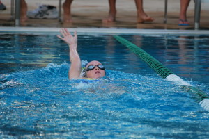 Junior, Ashley Kubel is at the half way mark in her 200 IM relay. This is one of three events Kubel swam in.