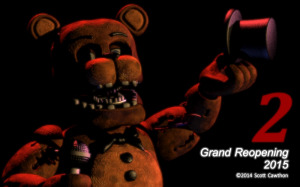Five Nights At Freddy's released image show casing its "Grand Reopening" in 2015.