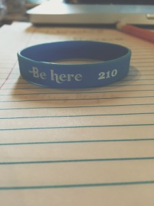 Photo of Emily Pedone's bracelets supporting her suicide prevention club. The cause is called "Be210".