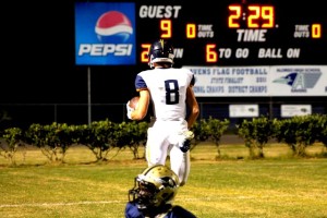 Senior reciever Justin Moffatt scores the first of his five touchdowns