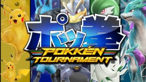 Pokken Tournament's logo as well as some of its playable characters.